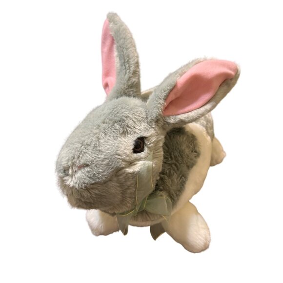 Vintage Sun Point Ltd Plush Bunny Rabbit Stuffed Animal Realistic Gray White 16" - Picture 1 of 5